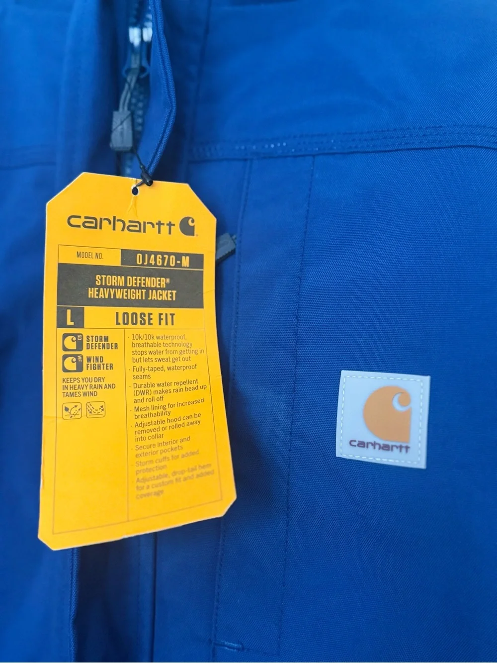 Carhartt Royal Blue Hooded Rain Jacket